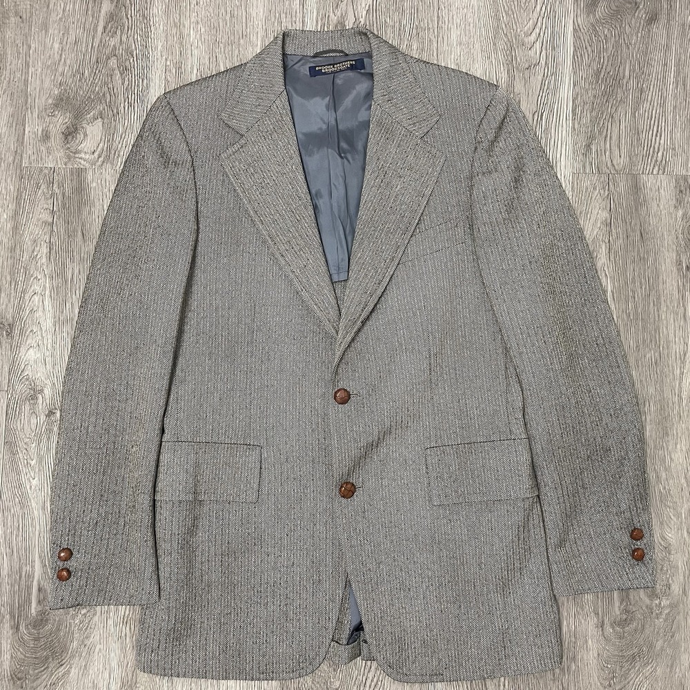 VTG Brooks Brothers Blazer Men's 38R Gray Brooksgate Wool Union Made USA Tweed